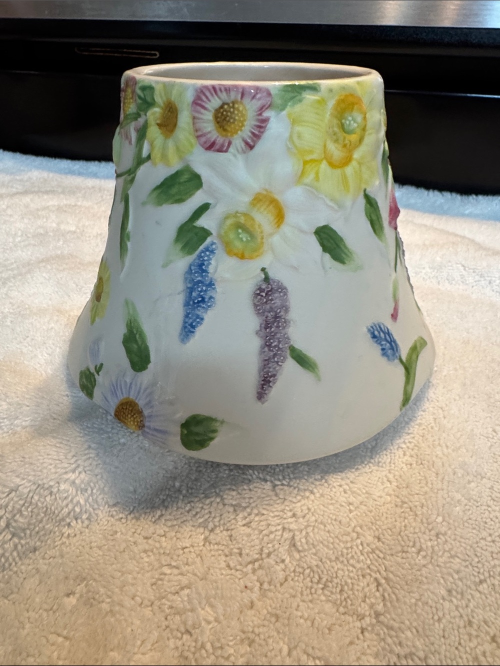 Hand-Painted Floral Ceramic Jar Candle Shade -Yankee Candle